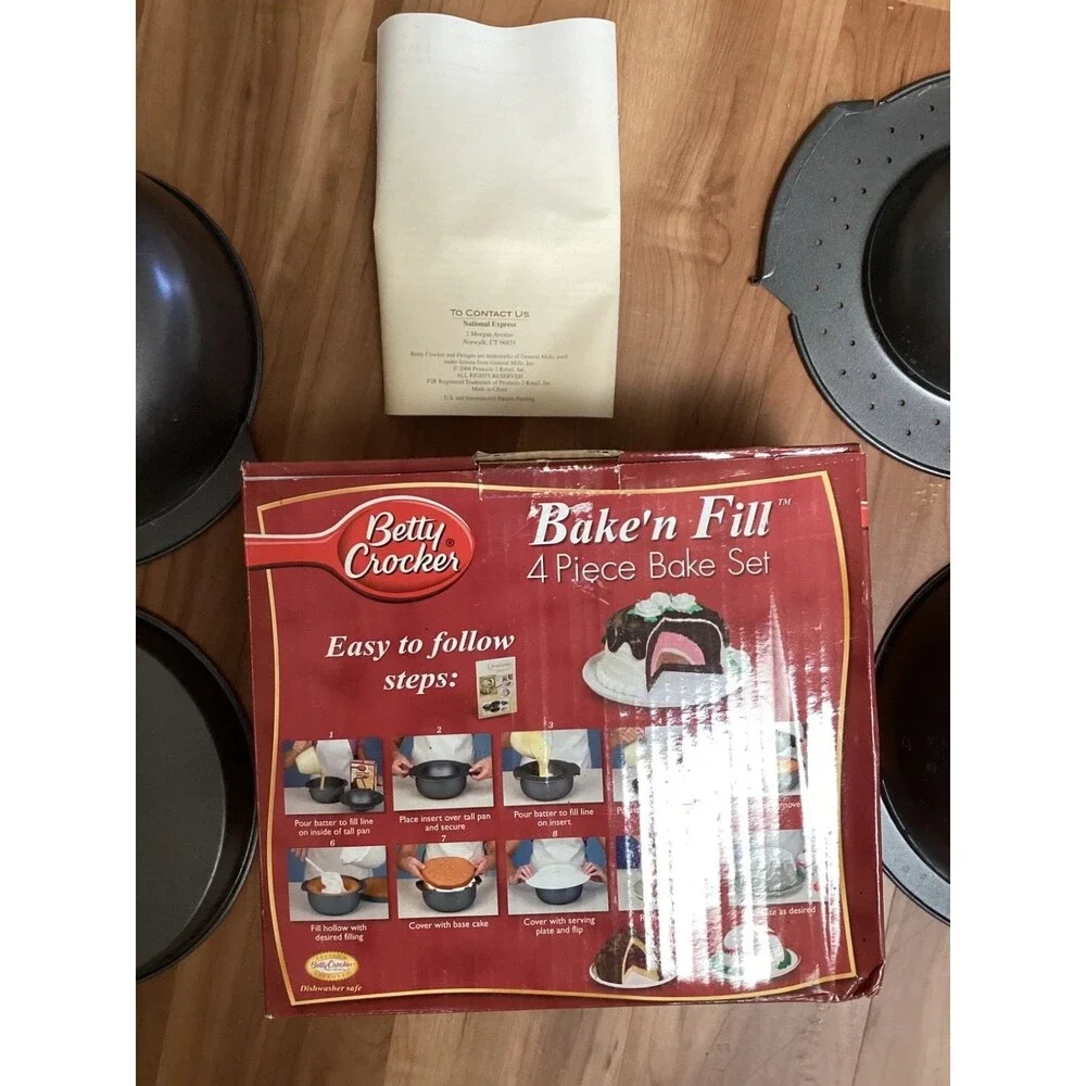 Betty Crocker Bake'n Fill 4 Piece Bake Set Dome Pan Recipes Instructions